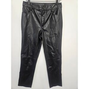 David Lerner Black Vegan Leather High Rise Pants Size 8 Cropped Faux Leather